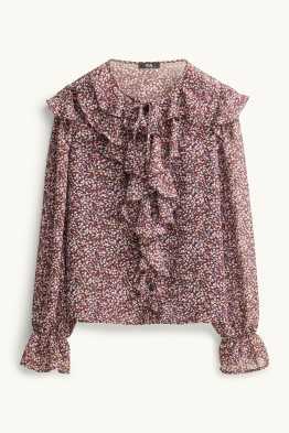 Blouse van chiffon - gebloemd