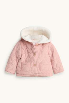 Heart - baby quilted corduroy jacket with hood - lined
