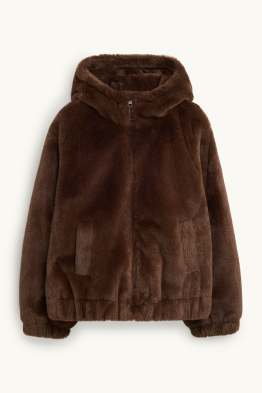 Veste en imitation fourrure à capuche