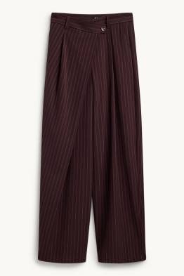 Stoffhose - Mid Waist - Loose Fit - gestreift