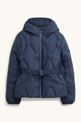 Quilted jacket with belt - lined - water-repellent