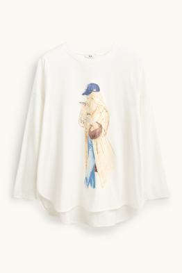 Langarmshirt - Relaxed Fit - Glanz-Effekt