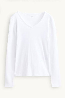 Haut à manches longues avec encolure en V - slim fit