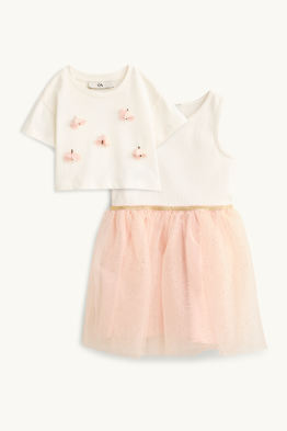 Farfalla - set - vestito e maglia a maniche corte - 2 pezzi