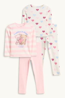 Multipack 2 buc. - ursuleț de pluș și inimă - pijama - 4 piese
