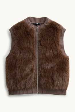 Gilet sans manches en imitation fourrure