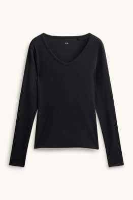 Maglia a maniche lunghe con scollo a V - slim fit