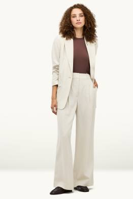 Business trousers - high waist - wide leg - linen blend