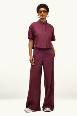 Pantalon en toile - mid waist - wide leg