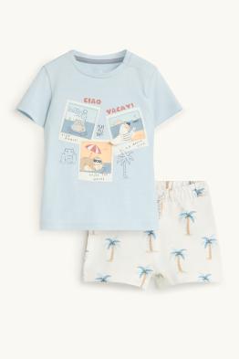 Tiere und Palme - Baby-Outfit - 2 teilig
