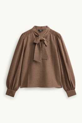 Blouse with knot detail - check