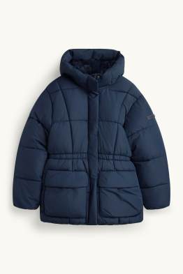 Quilted jacket with hood - lined - water-repellent