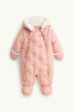 Petit nœud - combinaison de neige pour bébé avec capuche - doublée