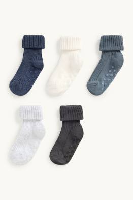 Multipack 5er - Baby-Anti-Rutsch-Socken - gerippt