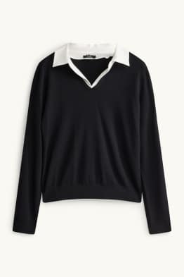 Pull à encolure en V - look 2-en-1