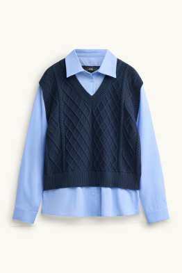 Pullunder - 2-in-1-Look - Zopfmuster