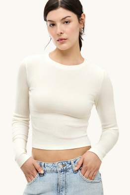 Samarreta crop de màniga llarga - slim fit - acanalada