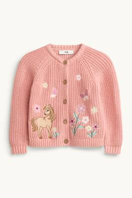 Cheval et fleur - gilet en maille - finition texturée