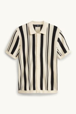 Chemise en maille - relaxed fit - col kent - à rayures