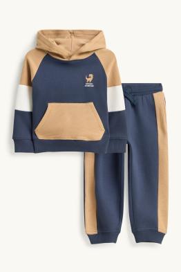 Motivo dinosauri - set - felpa con cappuccio e pantaloni sportivi - a coste - 2 pezzi