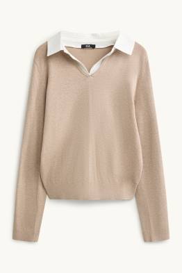 Maglione scollo a V - regular fit - effetto 2 in 1