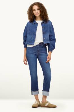 Crop Straight Jeans - Mid Waist - LYCRA®