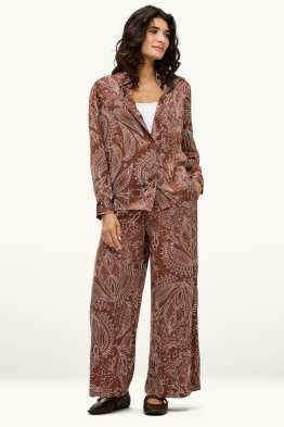 Kortere pantalon - high waist - wide leg - met patroon