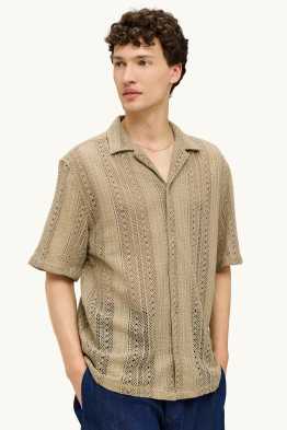 Chemise en maille - relaxed fit - col à revers - à rayures