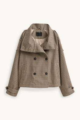 Crop Trenchcoat -  kariert