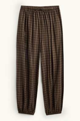 Pantalons orientals - mid waist - barrel leg - de quadres