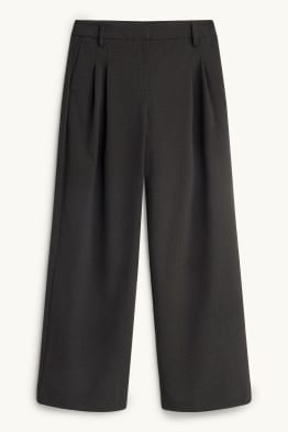 Pantaloni di stoffa - vita alta - gamba ampia - tessuto tramato