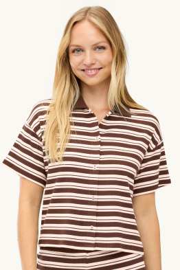 Poloshirt - slim fit - gestreept - ribstof