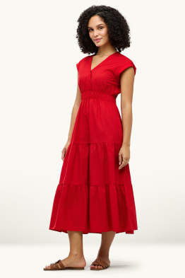 Fit & Flare Kleid mit V-Ausschnitt