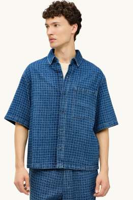 Denim shirt - relaxed fit - kent collar - check