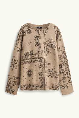 Pulover din tricot fin - cu model