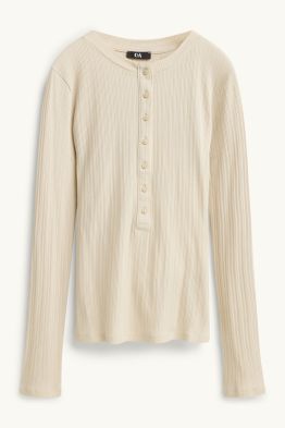 Henley-Shirt - Slim Fit - gerippt