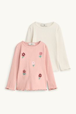 Floare - tricou cu mânecă lungă - reiat - aspect lucios
