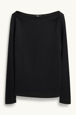 Langarmshirt - Regular Fit - strukturiert - Leo-Print