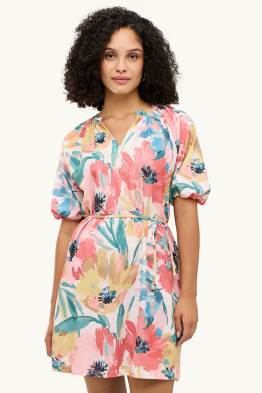 Robe évasée à col V - à fleurs