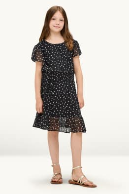 Jurk van chiffon - met stippen