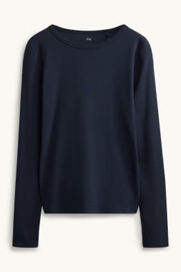 Haut à manches longues - slim fit - finition côtelée