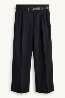 Pantalons de tela amb cinturó - high waist - wide leg