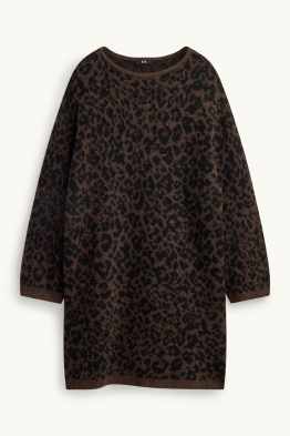 Rochie din tricot - straight fit - imprimeu de leopard