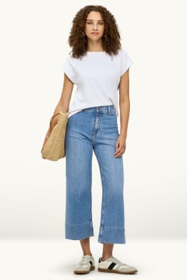 Crop Wide Leg Jeans - high waist