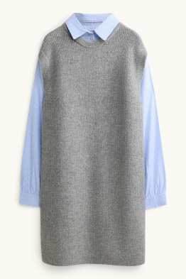 Vestit de punt de mitja - straight fit - estil 2 en 1