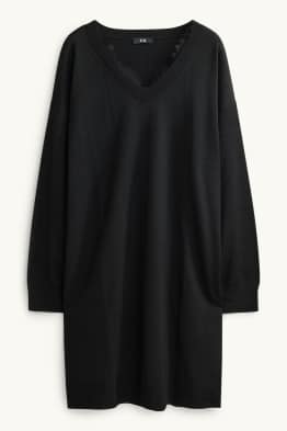 Rochie din tricot cu decolteu în V - straight fit