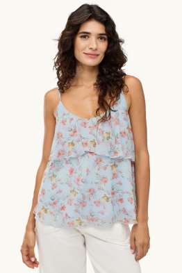 Blusa smanicata in chiffon - a fiori
