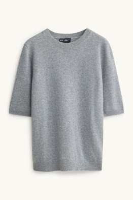 Kaschmir-Strickpullover - kurzarm