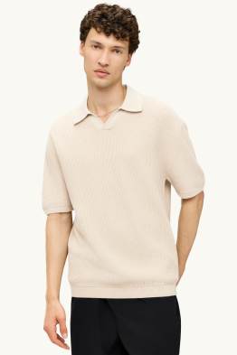 Gebreid poloshirt - ribstof