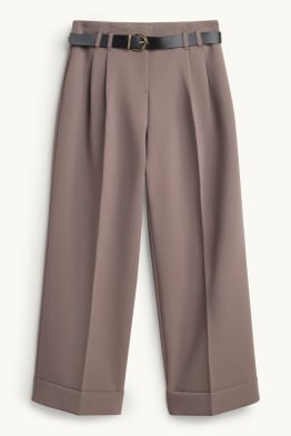 Pantalons de tela amb cinturó - high waist - wide leg